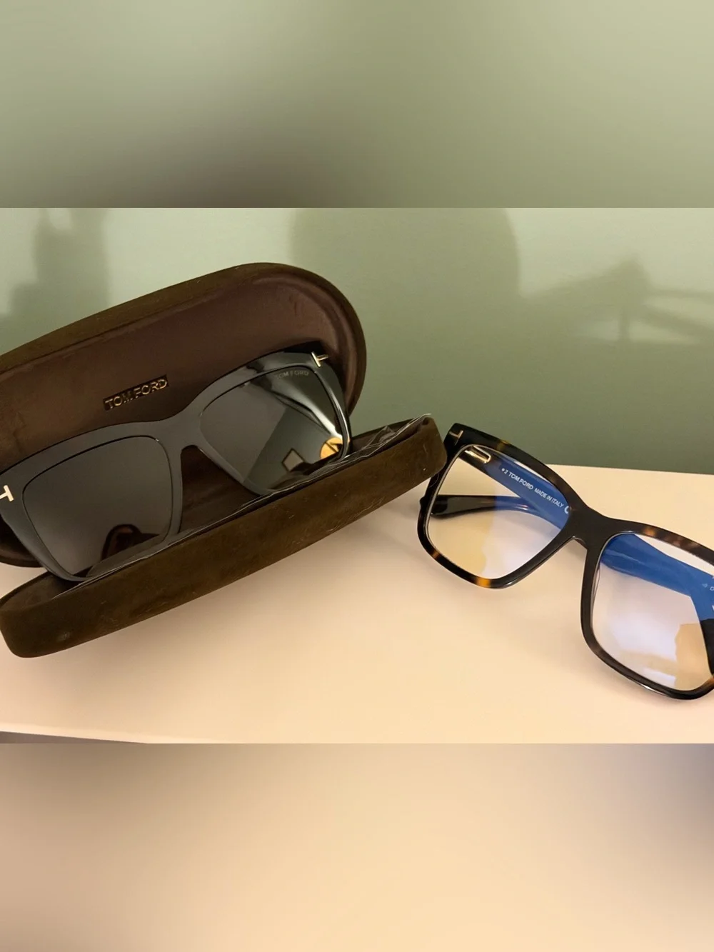 Tom Ford FT6069-B clip-on square sunglasses / blue light block lenses